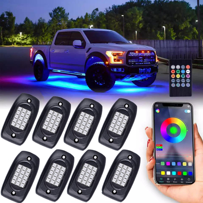 Motorrad 4 Pod Rock Lights RGBW, stoßfeste Farbwechsel Rock Lights Bluetooth