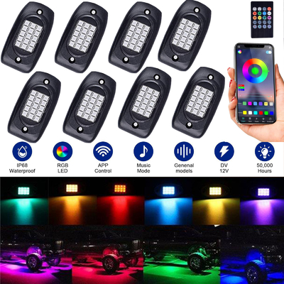 Auto Praktisches RGB LED Rock Light Kit, 6000K Farbwechsel LED Rock Lights