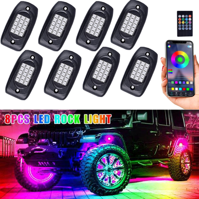6000K 12VDC Bluetooth Rock Lights, Kunststoff-LED-RGB-Pod-Lichter