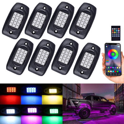Multi Color LED RGB Rock Lights IP68 Wasserdicht 12V mit Musikmodus