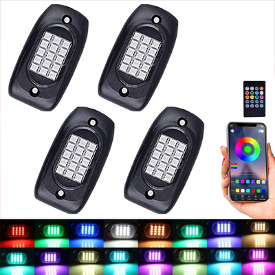 Praktische Auto RGB Rock Lights Bluetooth Steuerung 120 Grad Beleuchtungswinkel