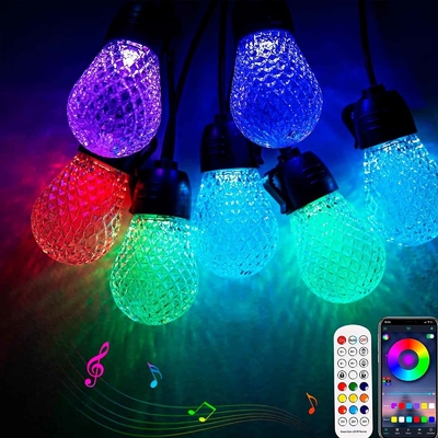 Dimmbare 48-Fuß-RGB-Lichterkette Wasserdicht DC12V 15 Birnen App-Steuerung