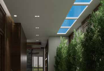Kein blaues Licht, flimmernd, dimmbar, LED, Falschfenster, 30 Grad mit Fernbedienung