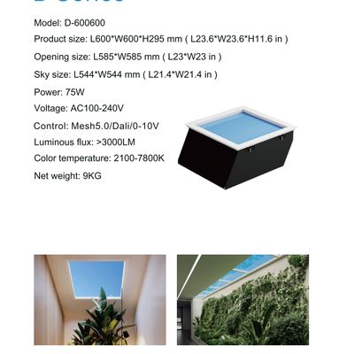 150W LED-Skylight-Panel für 8-12 Quadratmeter Fläche mit Farbtemperaturbereich und hohem Lichtfluss